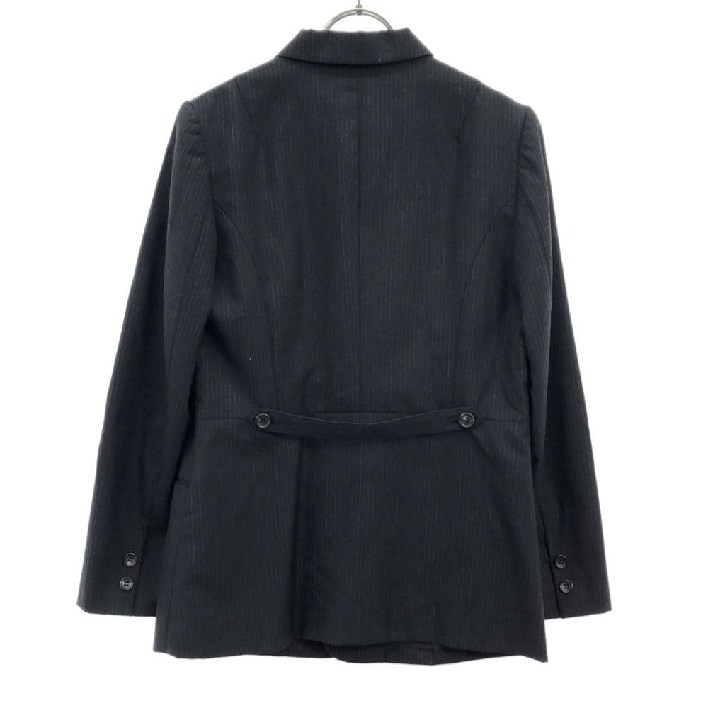 sunaokuwahara スナオクワハラ 日本製 ストライプ テーラードジャケット M ブラック×グレー 裏地付き レディース