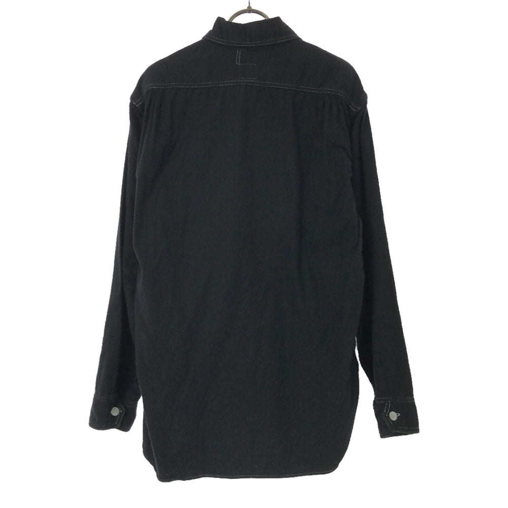 POST OVERALLS ポストオーバーオールズ USA製 長袖 コットンシャツ S ブラック ハーフボタン メンズ
