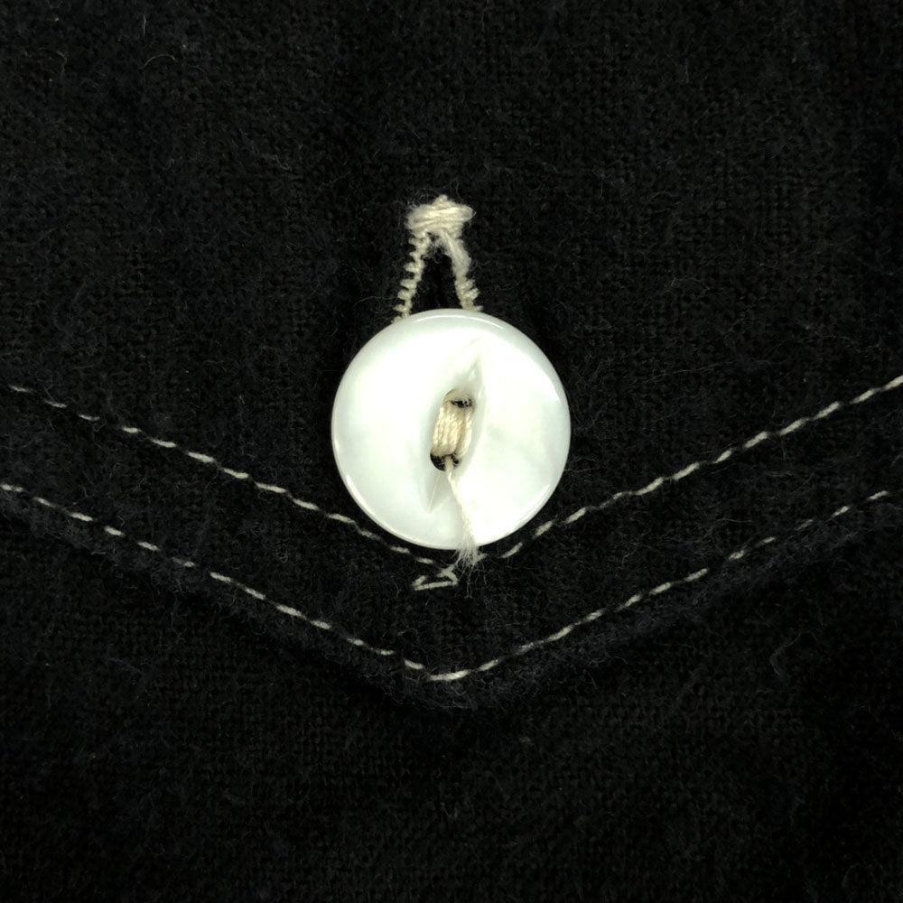 POST OVERALLS ポストオーバーオールズ USA製 長袖 コットンシャツ S ブラック ハーフボタン メンズ