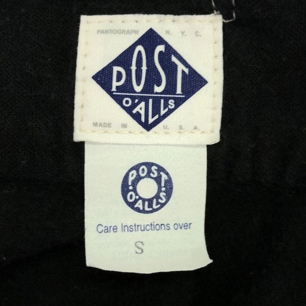 POST OVERALLS ポストオーバーオールズ USA製 長袖 コットンシャツ S ブラック ハーフボタン メンズ