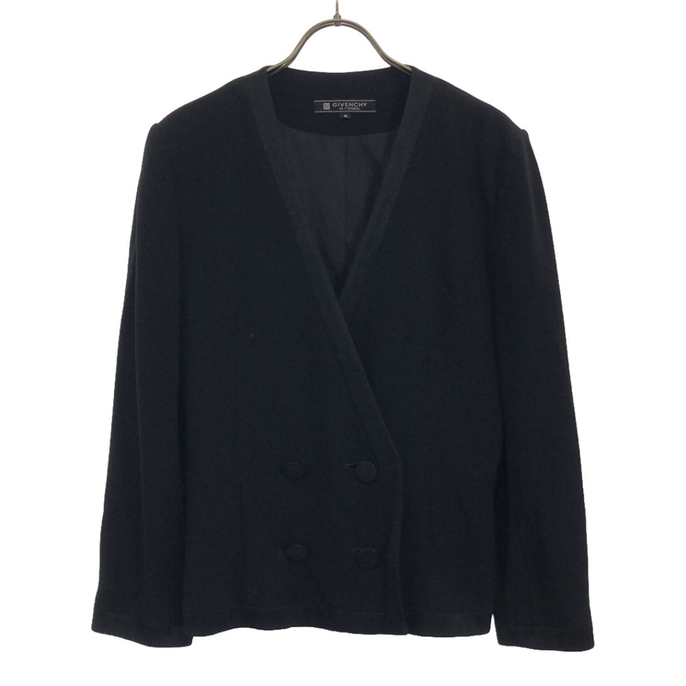 Givenchy ジバンシー 90s ノーカラージャケット 8 ブラック フォーマル オールド レディース