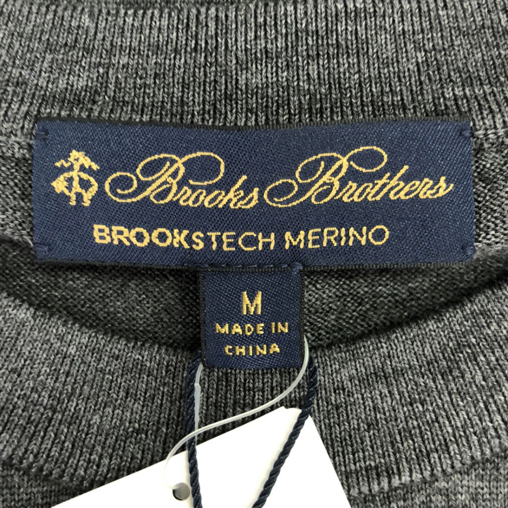 未使用 ブルックスブラザーズ ウール 長袖 セーター M グレー Brooks Brothers タグ付き ニット メンズ