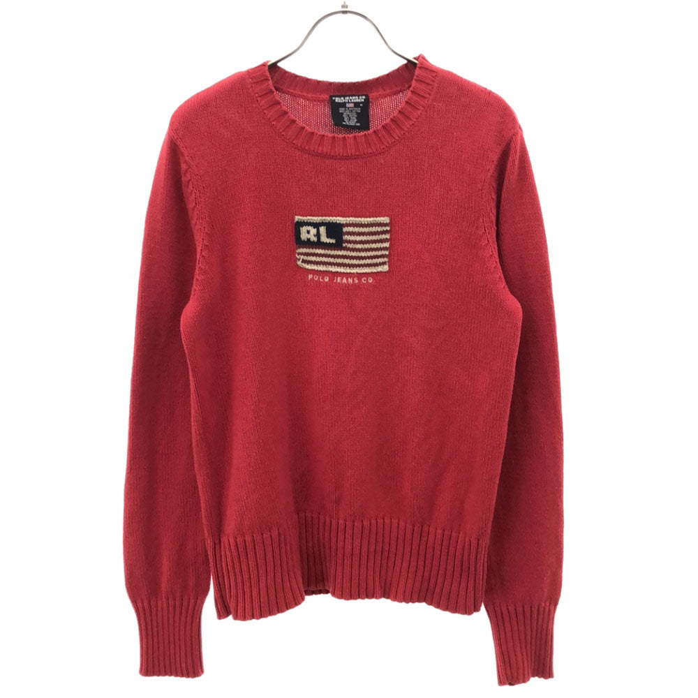POLO JEANS ポロジーンズ 長袖 コットンニット セーター M レッド RALPH LAUREN レディース