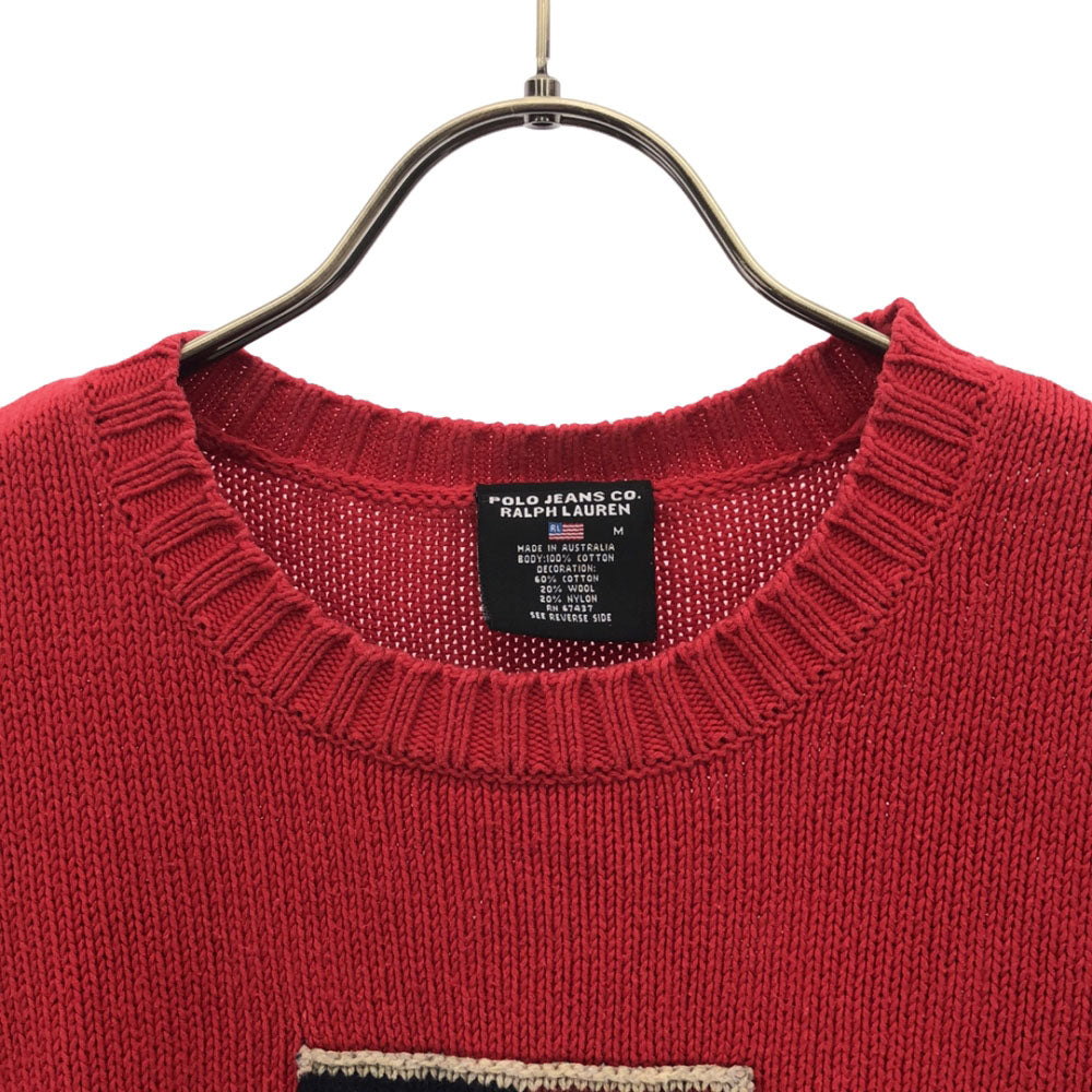 POLO JEANS ポロジーンズ 長袖 コットンニット セーター M レッド RALPH LAUREN レディース