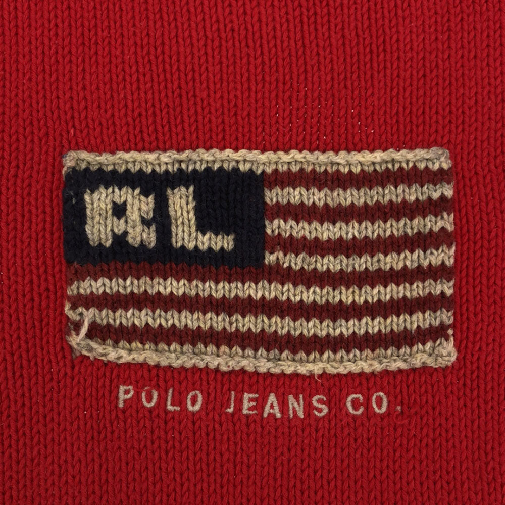 POLO JEANS ポロジーンズ 長袖 コットンニット セーター M レッド RALPH LAUREN レディース