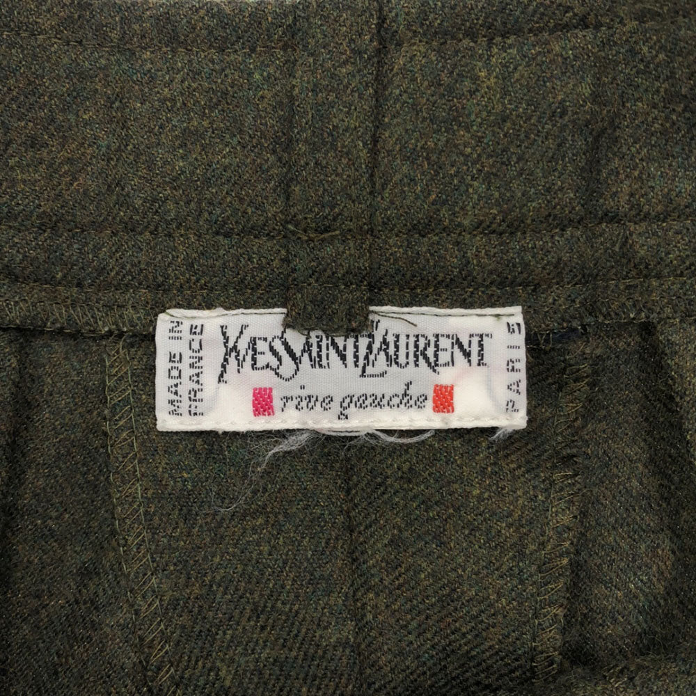 イヴサンローラン 90s フランス製 オールド ウールパンツ カーキ系 YVES SAINT LAURENT テーパードパンツ レディース