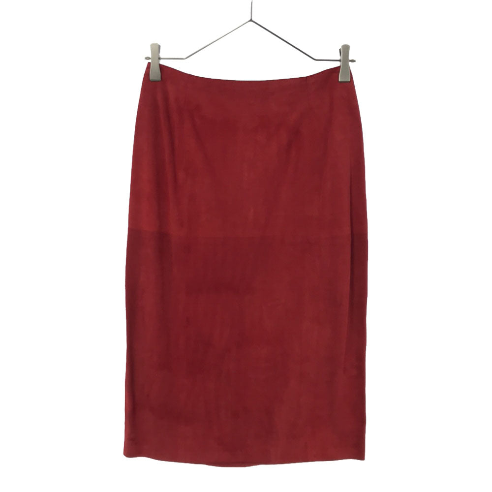 グッチ イタリア製 レザー スカートスーツ 上下 セットアップ 40 レッド GUCCI オールド レディース