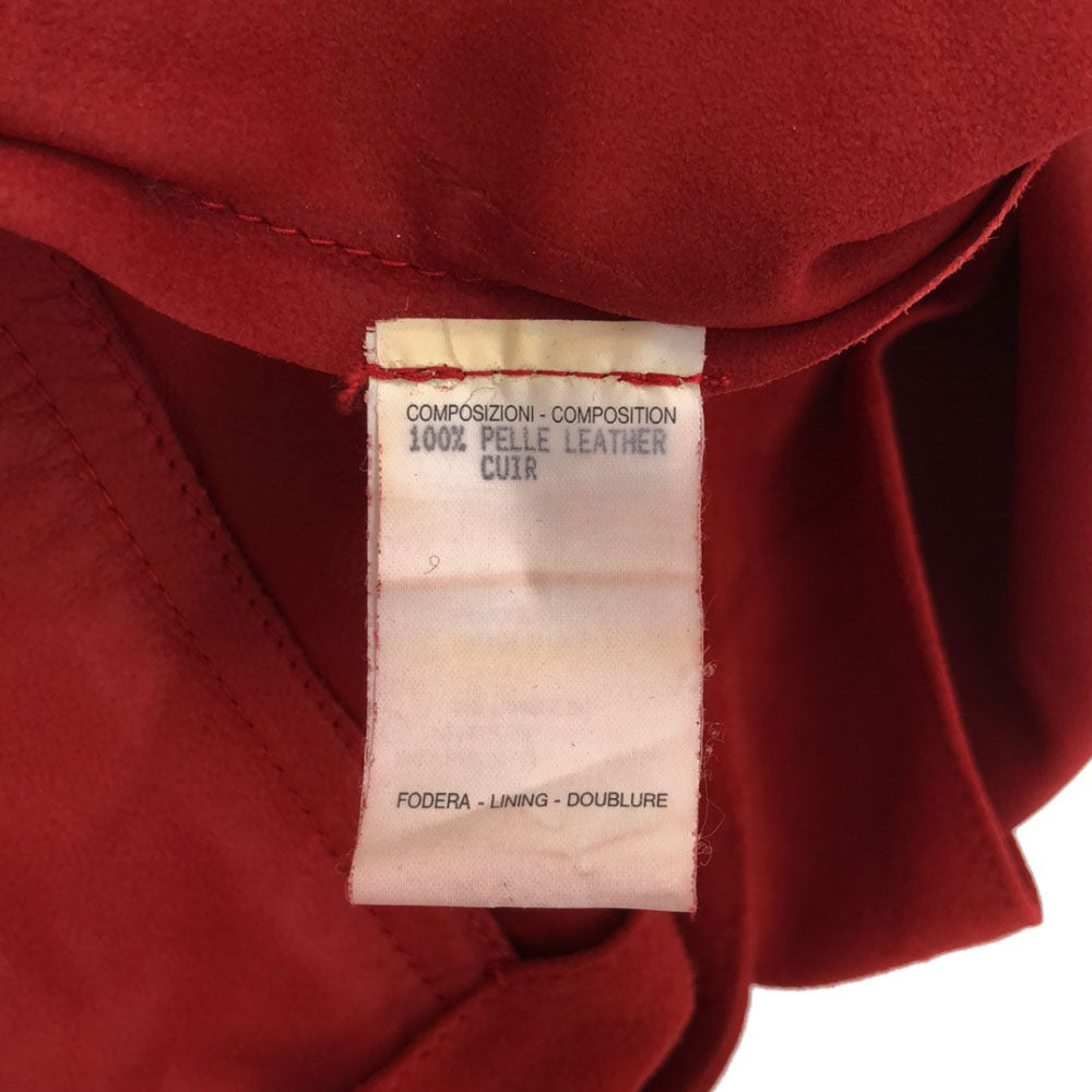 グッチ イタリア製 レザー スカートスーツ 上下 セットアップ 40 レッド GUCCI オールド レディース