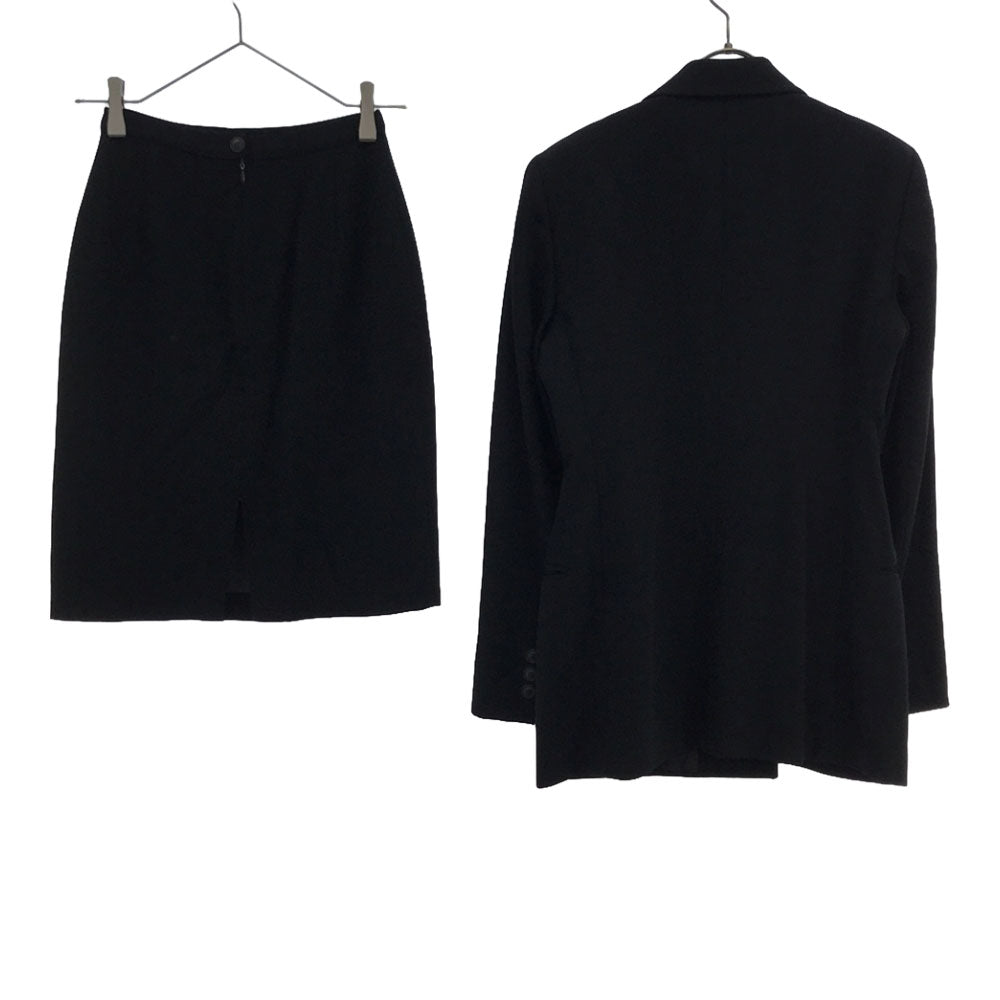 Emporio Armani エンポリオアルマーニ 90s イタリア製 ウール スカートスーツ 上下 セットアップ 38 ブラック オールド レディース