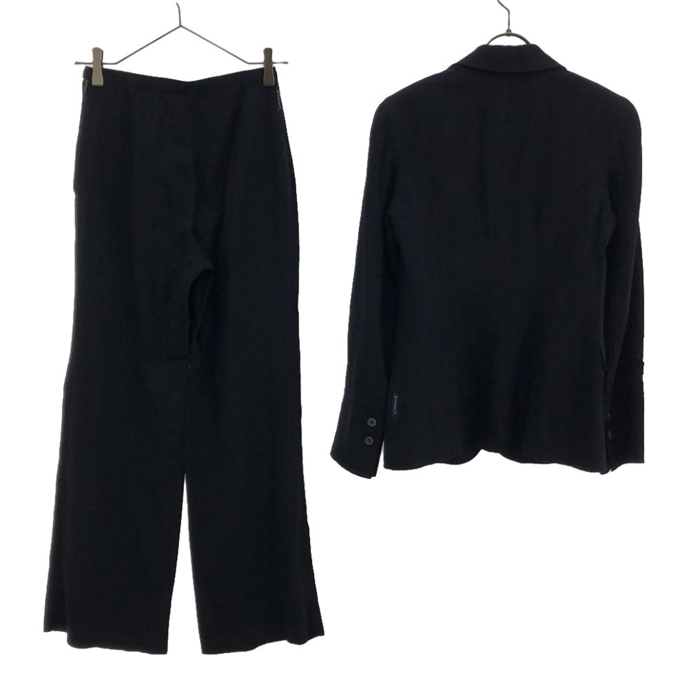 アルマーニジーンズ 90s イタリア製 ストライプ パンツスーツ 上下 セットアップ 38 ネイビー ARMANI JEANS 肩パット オールド レディース