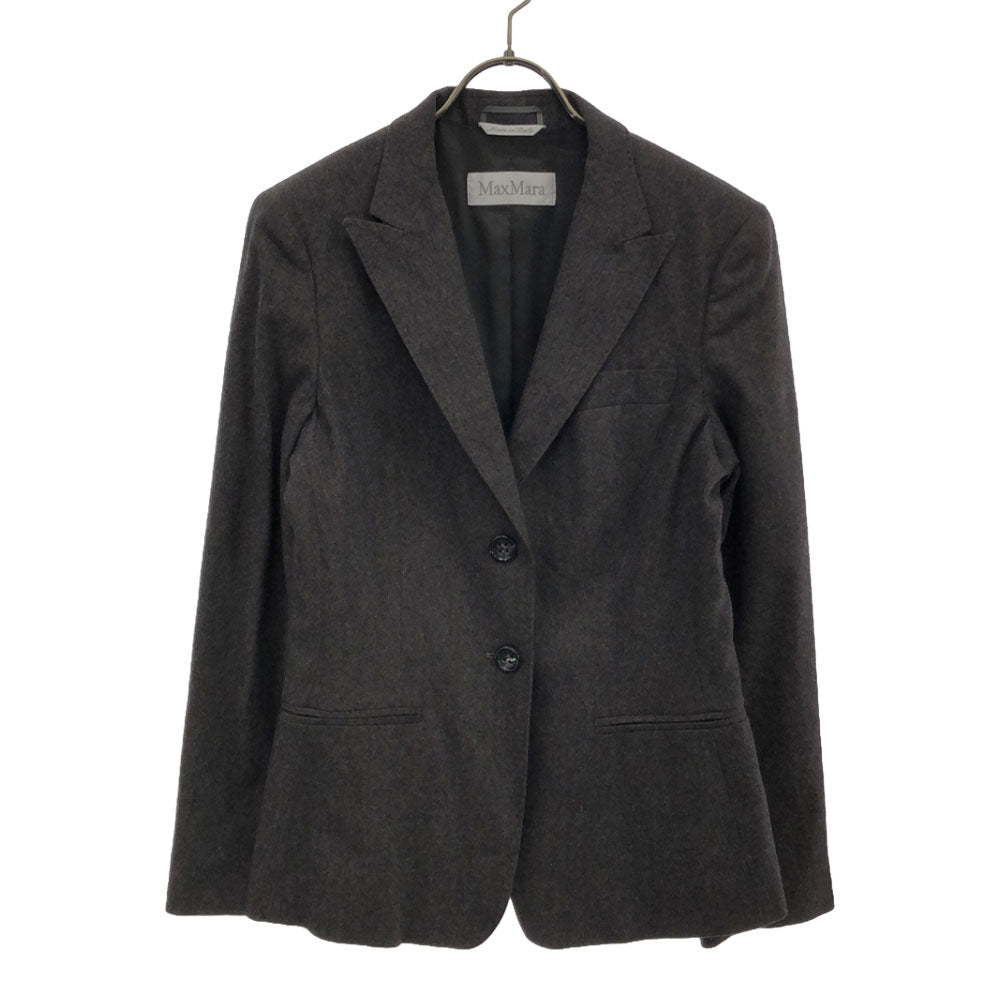 マックスマーラ イタリア製 ウールブレンド パンツスーツ 上下 セットアップ 42 ブラウン系 MAX MARA 飾りポケット レディース