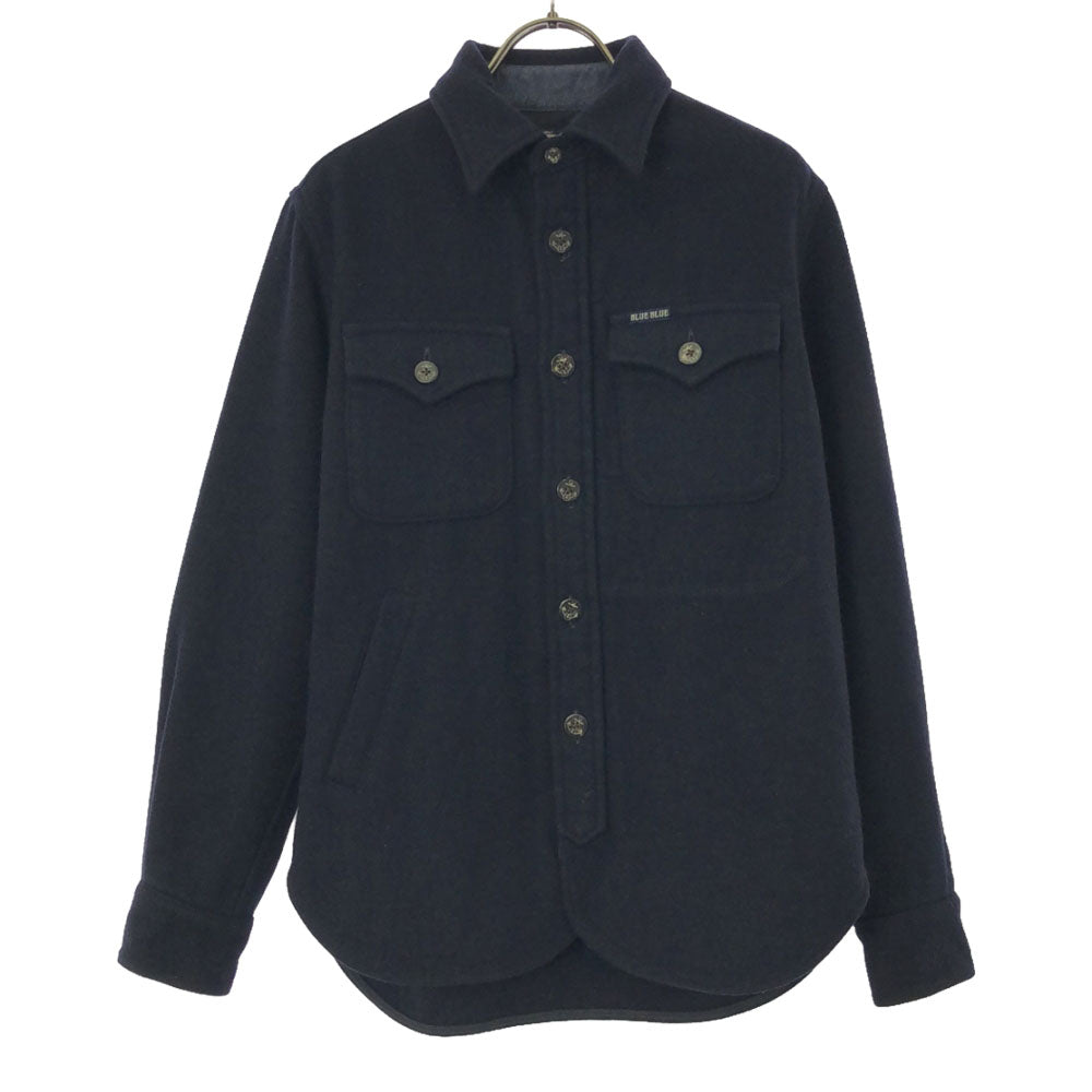 BLUE BLUE ブルーブルー 日本製 ウールブレンド シャツジャケット S ネイビー メンズ