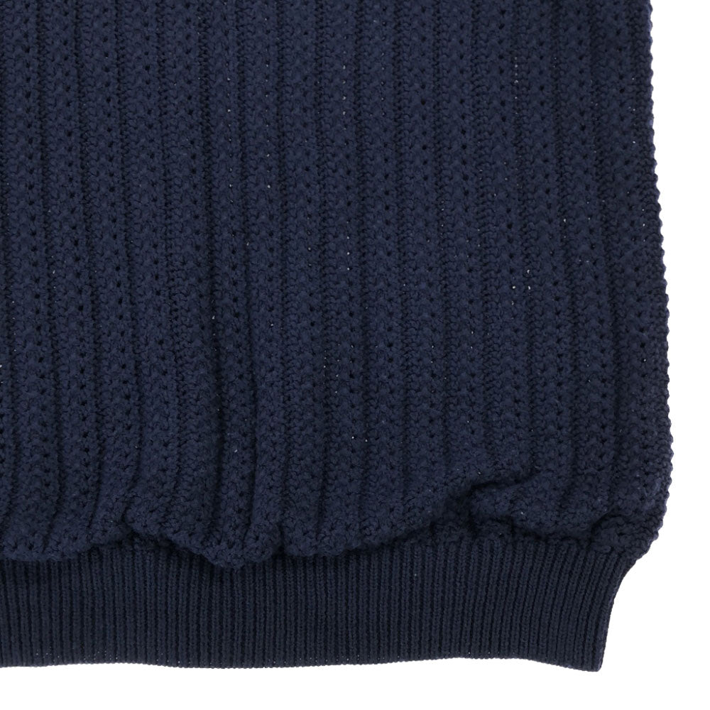 NINA RICCI ニナリッチ イタリア製 ウールシルクブレンド 半袖 かぎ編み ニット S ネイビー レディース