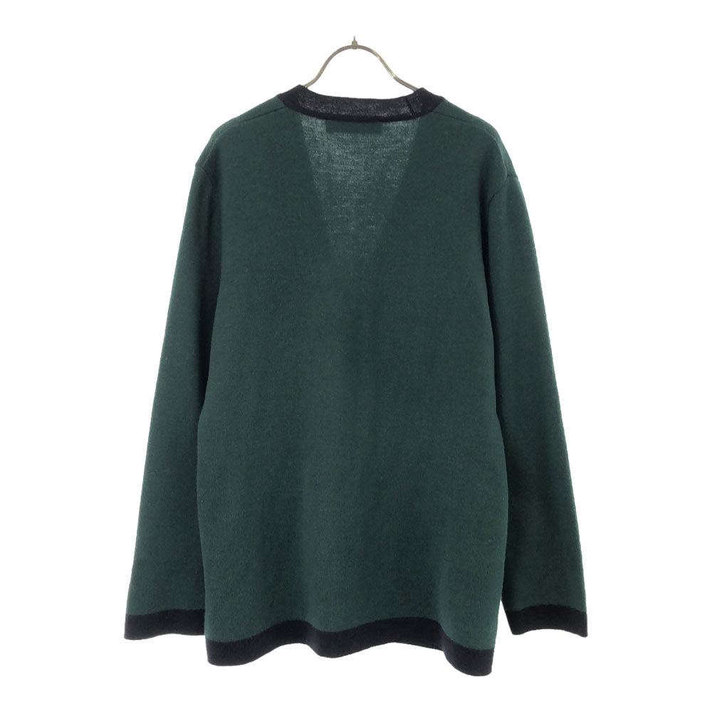 Burberrys バーバリーズ 90s ウールブレンド 長袖 Vネック ニットカーディガン 38 グリーン×ネイビー オールド レディース