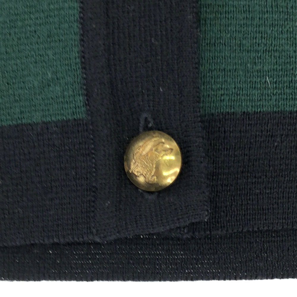 Burberrys バーバリーズ 90s ウールブレンド 長袖 Vネック ニットカーディガン 38 グリーン×ネイビー オールド レディース