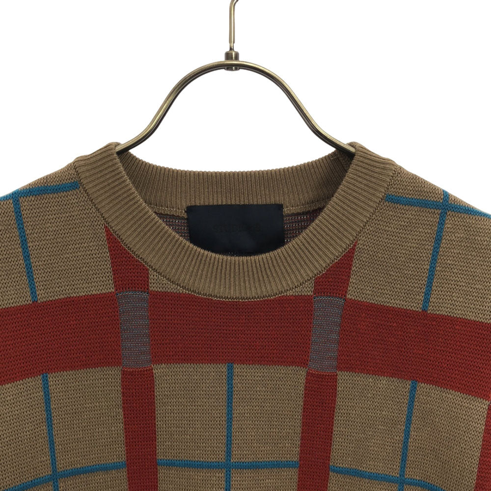 ステュディオス 日本製 チェック柄 長袖 ニット 1 ブラウン系 STUDIOUS セーター メンズ