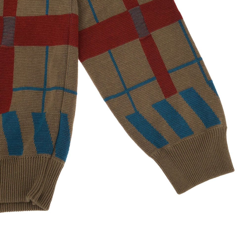 ステュディオス 日本製 チェック柄 長袖 ニット 1 ブラウン系 STUDIOUS セーター メンズ