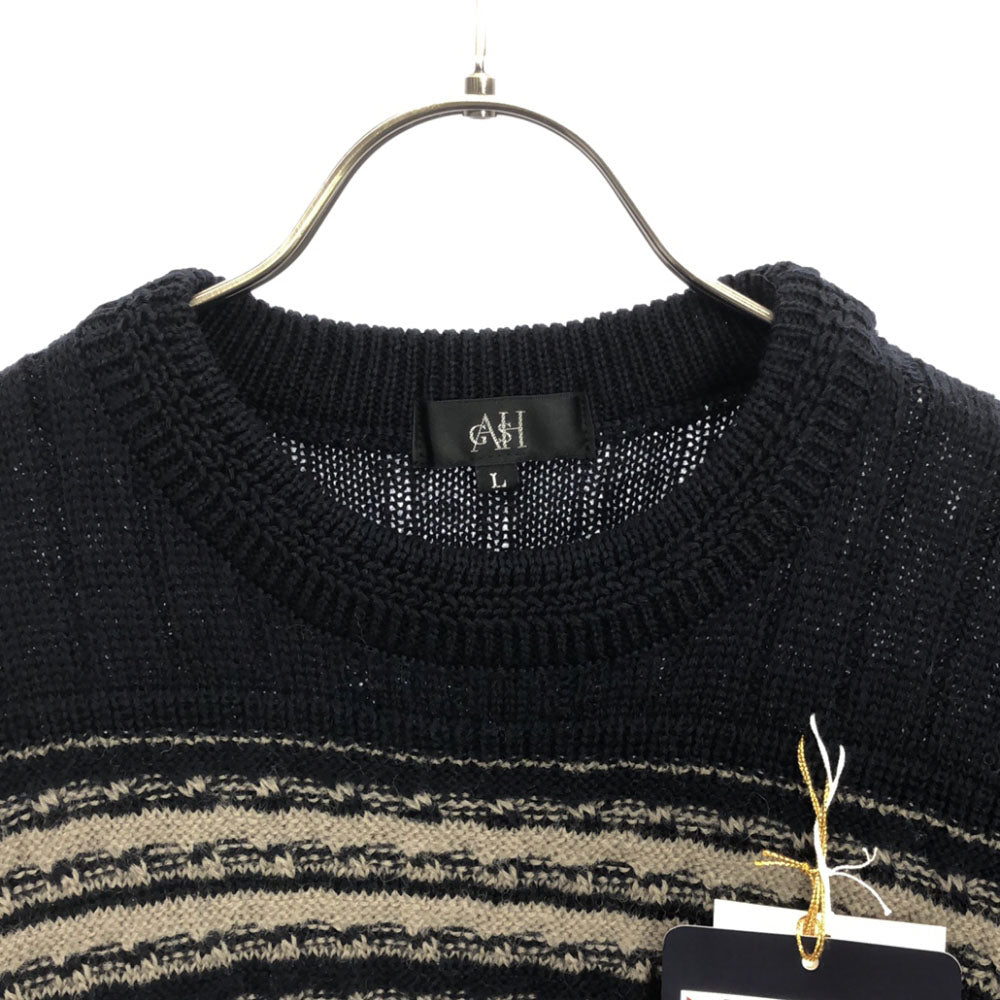 未使用 ガッシュ 日本製 ウール100% 総柄 長袖 ニット L セーター メンズ