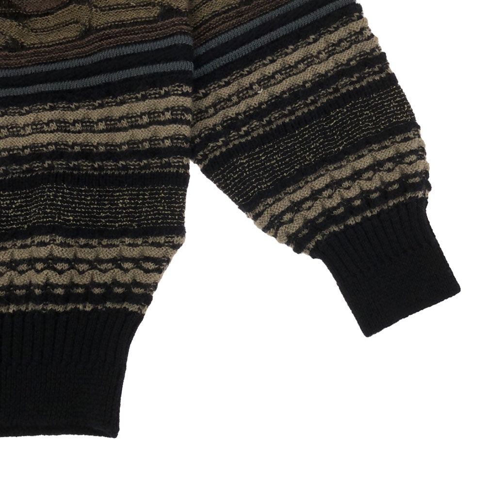 未使用 ガッシュ 日本製 ウール100% 総柄 長袖 ニット L セーター メンズ