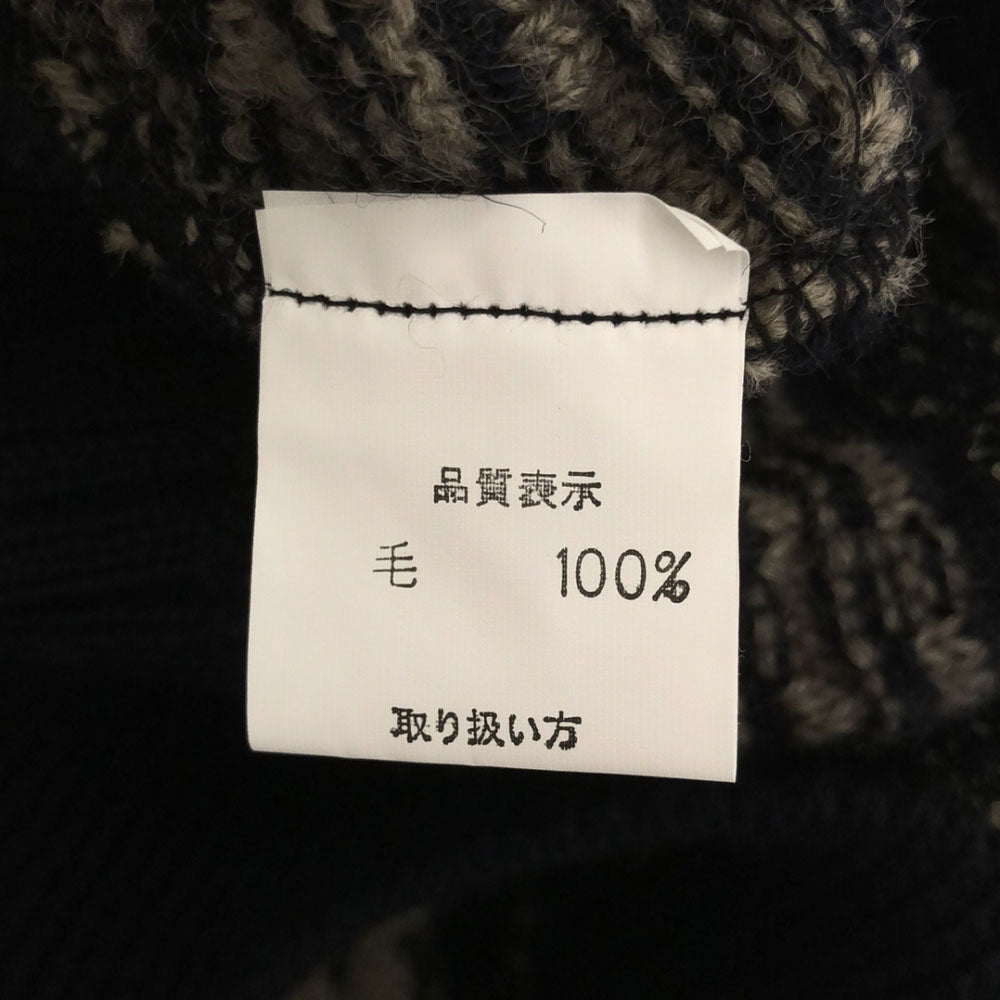 未使用 ガッシュ 日本製 ウール100% 総柄 長袖 ニット L セーター メンズ