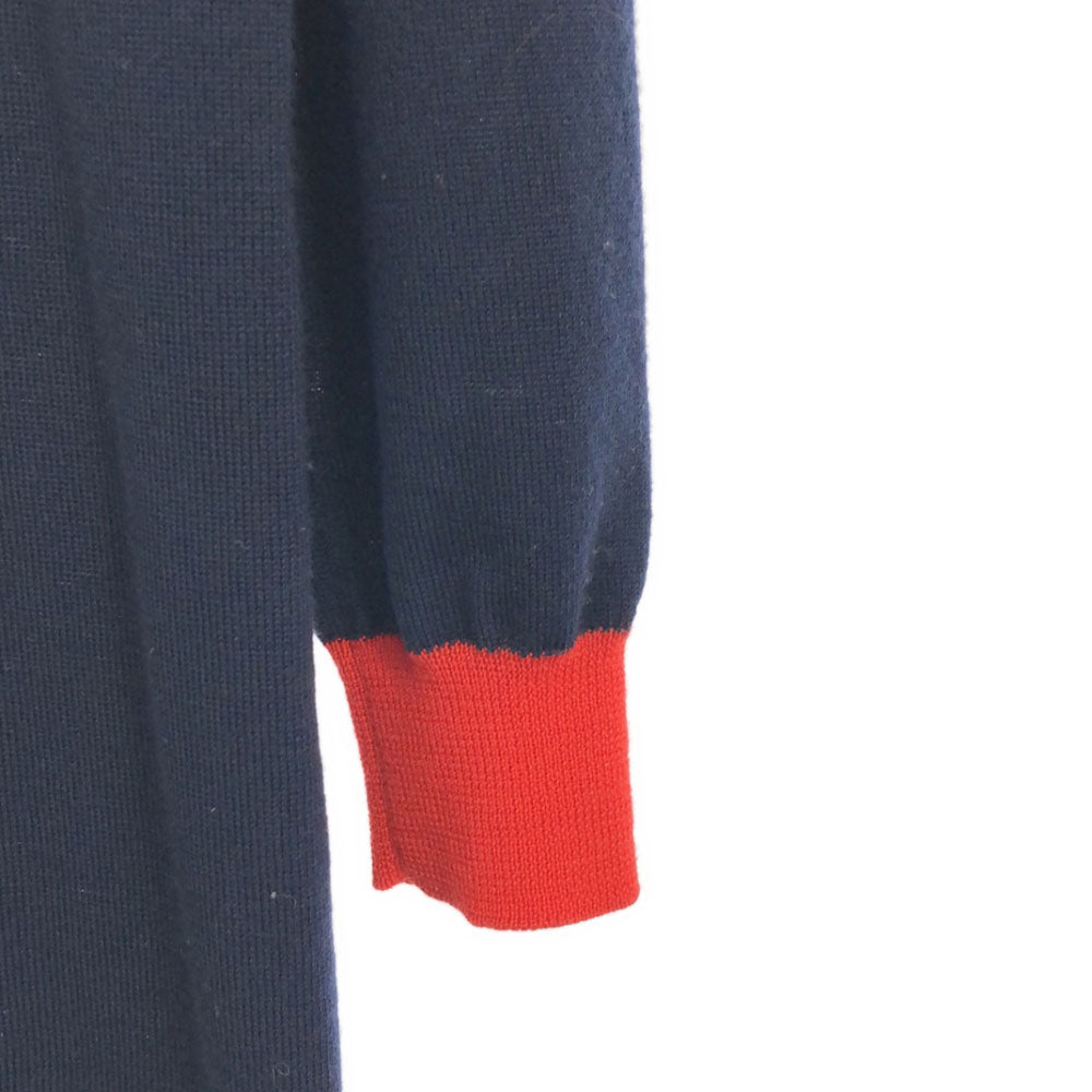 FRED PERRY フレッドペリー ウール アーガイル柄 長袖 ニット ワンピース 8 ネイビー系 レディース