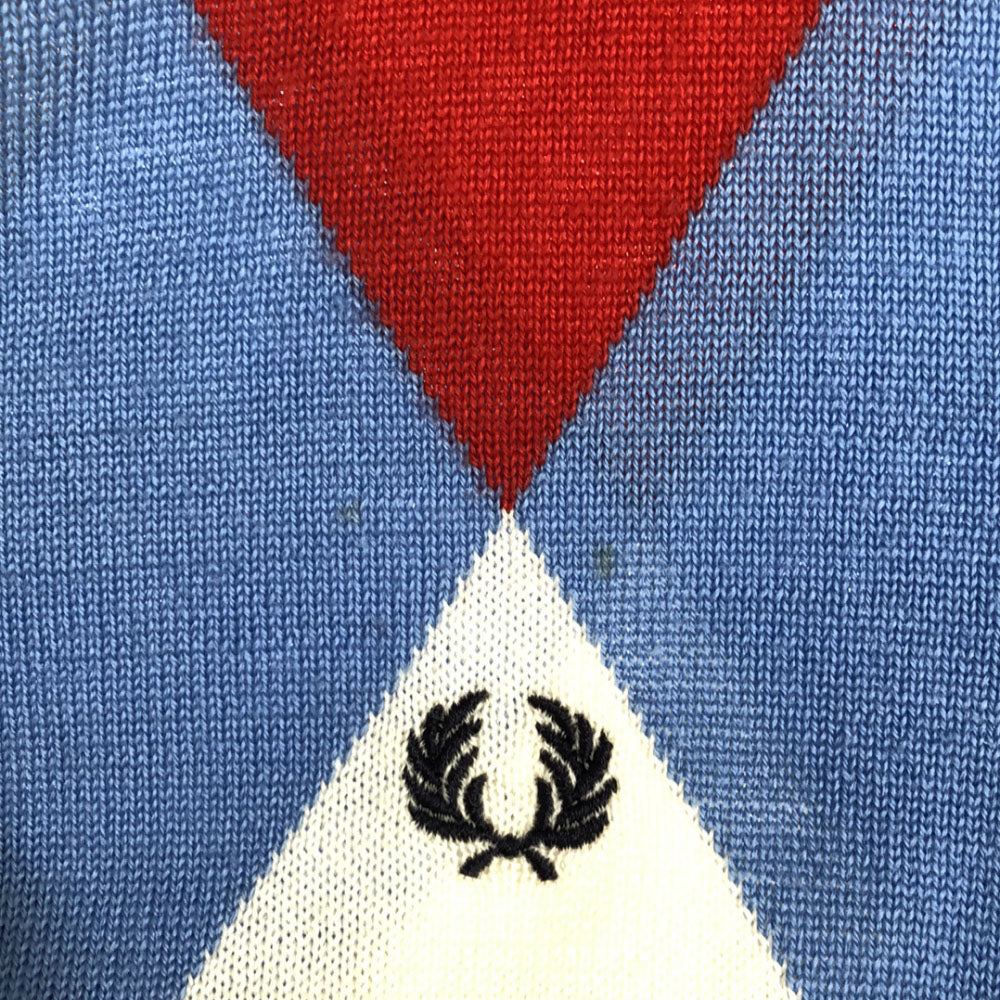 FRED PERRY フレッドペリー ウール アーガイル柄 長袖 ニット ワンピース 8 ネイビー系 レディース