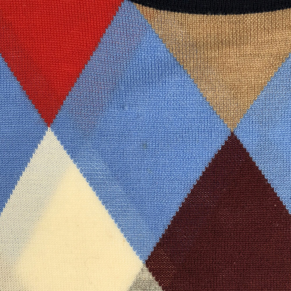 FRED PERRY フレッドペリー ウール アーガイル柄 長袖 ニット ワンピース 8 ネイビー系 レディース