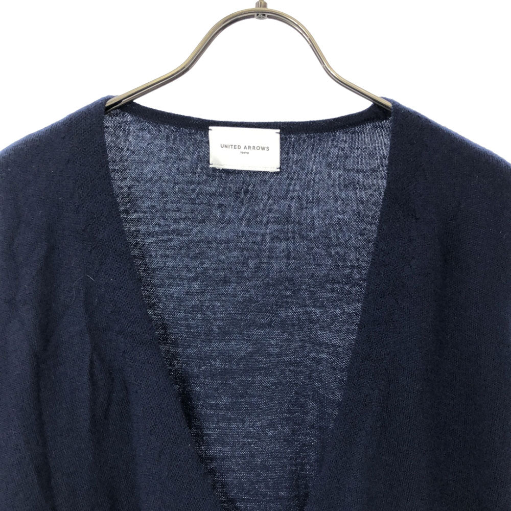 ユナイテッドアローズ ウール 長袖 Vネック セーター ネイビー UNITED ARROWS ニット サイドスリット レディース