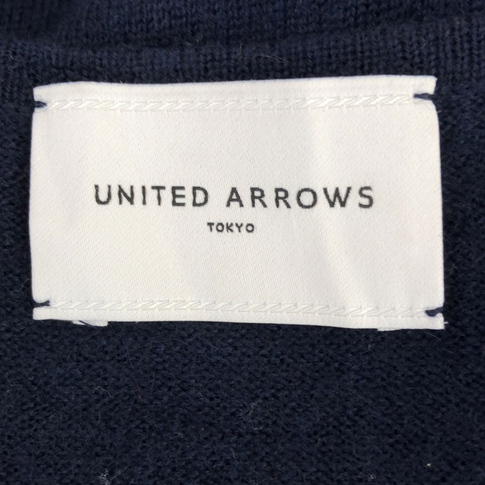 ユナイテッドアローズ ウール 長袖 Vネック セーター ネイビー UNITED ARROWS ニット サイドスリット レディース