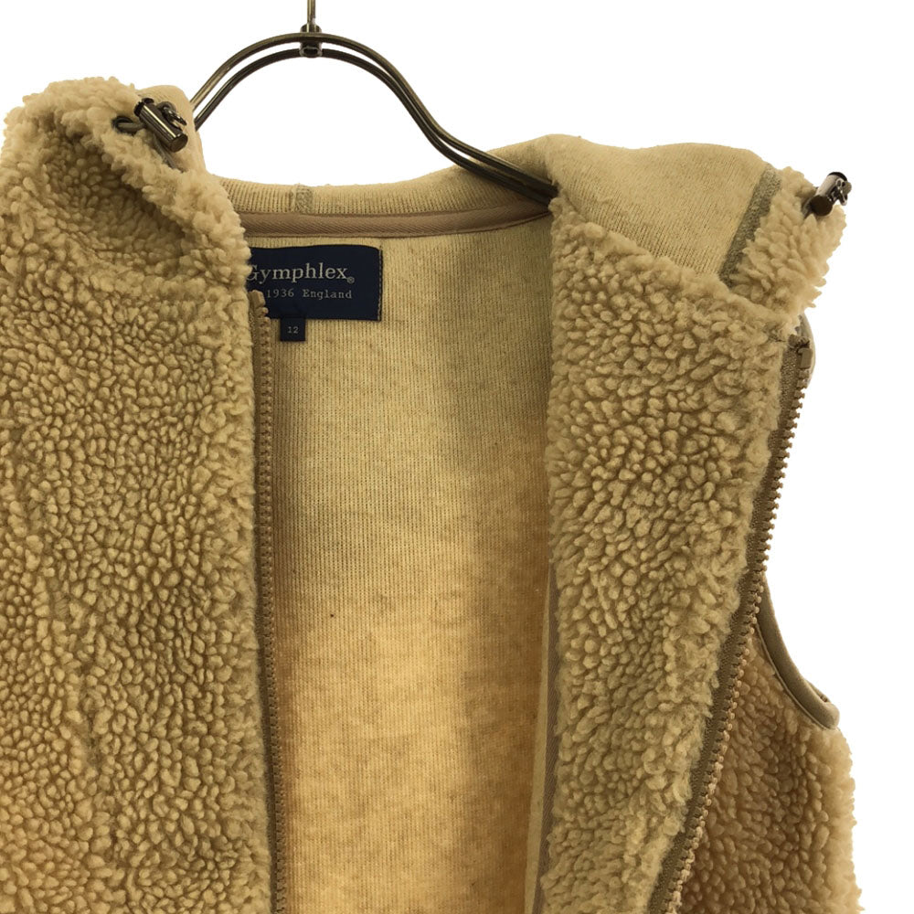 GYMPHLEX ジムフレックス ボア ベスト 12 ベージュ フード付き レディース