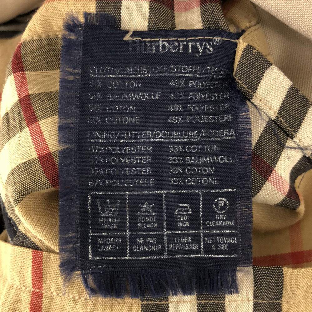 Burberrys バーバリーズ 80s 英国製 ヴィンテージ ステンカラーコート ベージュ 裏地ノバチェック柄 ヴィンテージ メンズ