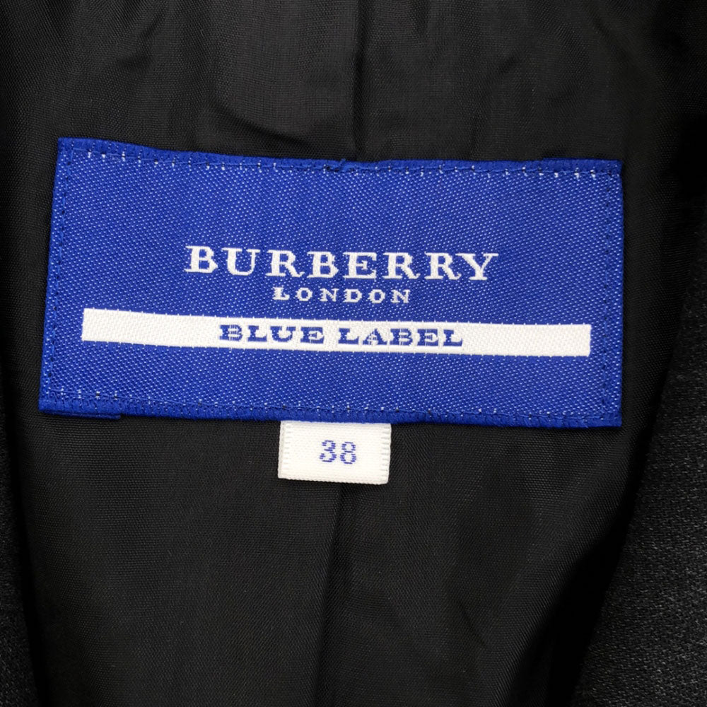 バーバリーブルーレーベル 三陽商会 ウール パンツスーツ 上下 セットアップ 38 チャコールグレー BURBERRY BLUE LABEL レディース