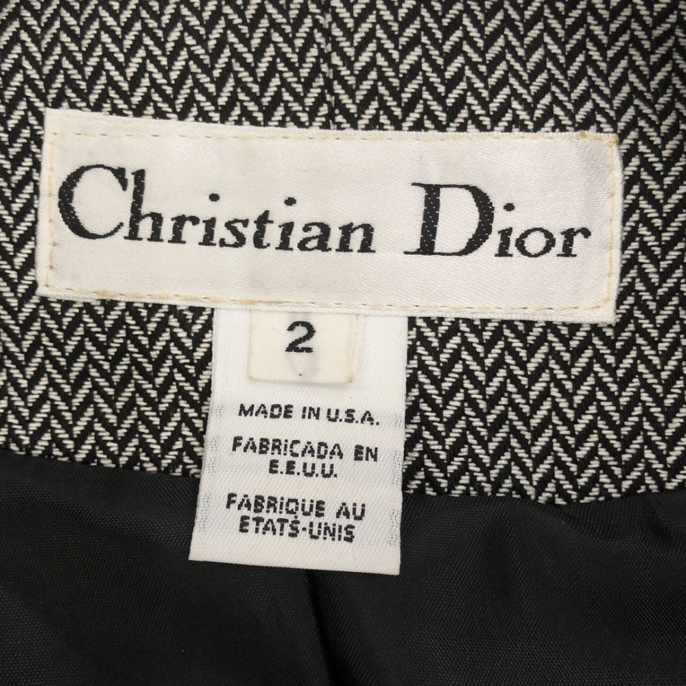 Christian Dior クリスチャンディオール USA製 ヘリンボーン柄 パンツスーツ 上下 セットアップ 2 ブラック系 レディース