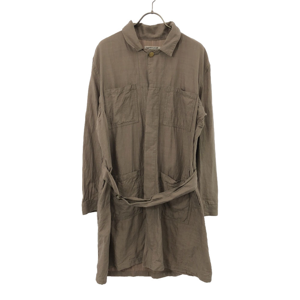 beautiful people ビューティフルピープル 日本製 バック刺繍 長袖 ジャケット L ベージュ系 ベルト付 メンズ