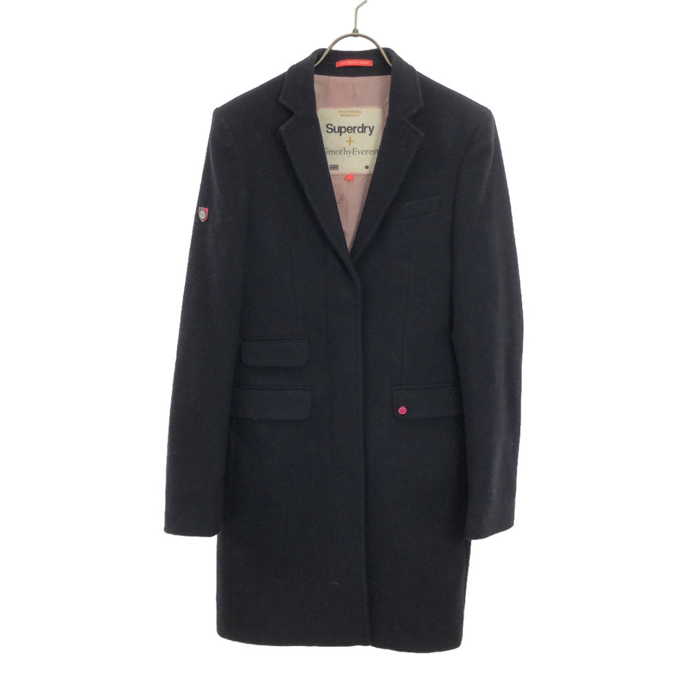 SUPERDRY スーパードライ ティモシーエベレスト コラボ ウールブレンド チェスターコート 1 ネイビー Timothy Everest THE TRINIAN TWEED レディース