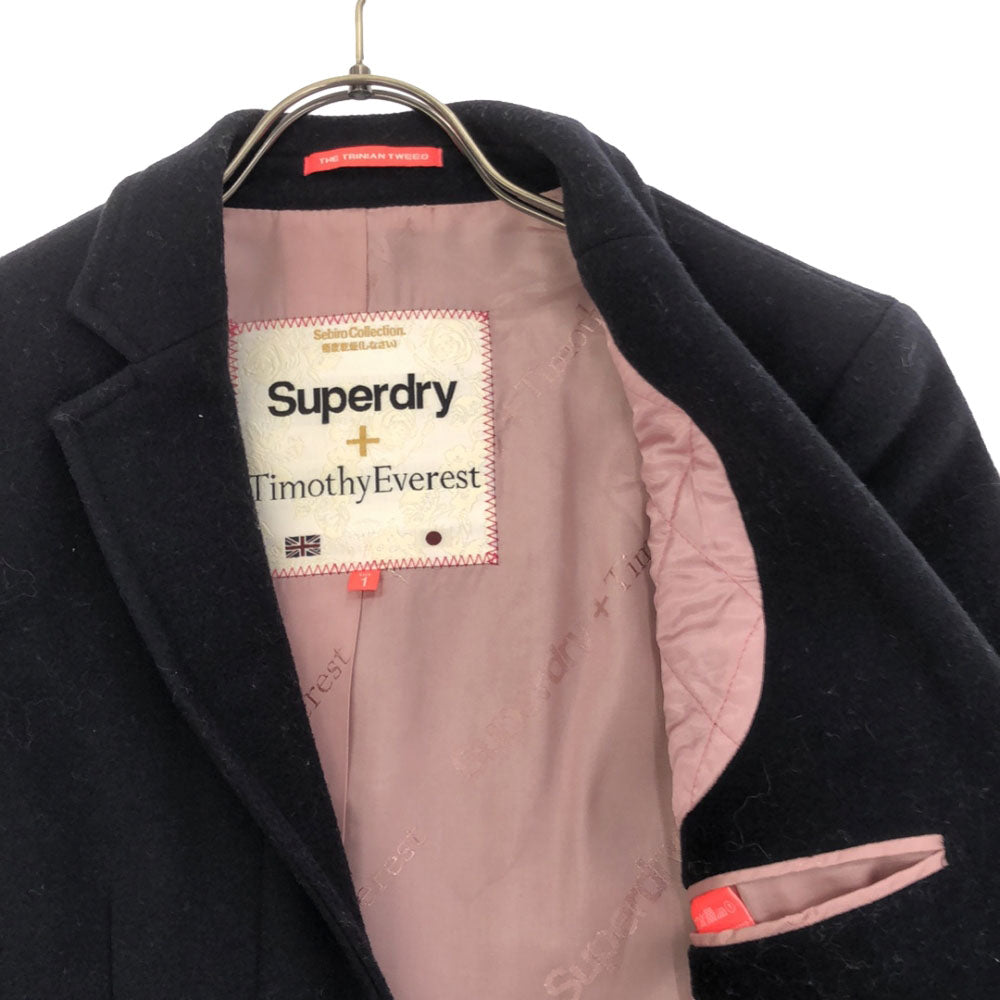 SUPERDRY スーパードライ ティモシーエベレスト コラボ ウールブレンド チェスターコート 1 ネイビー Timothy Everest THE TRINIAN TWEED レディース