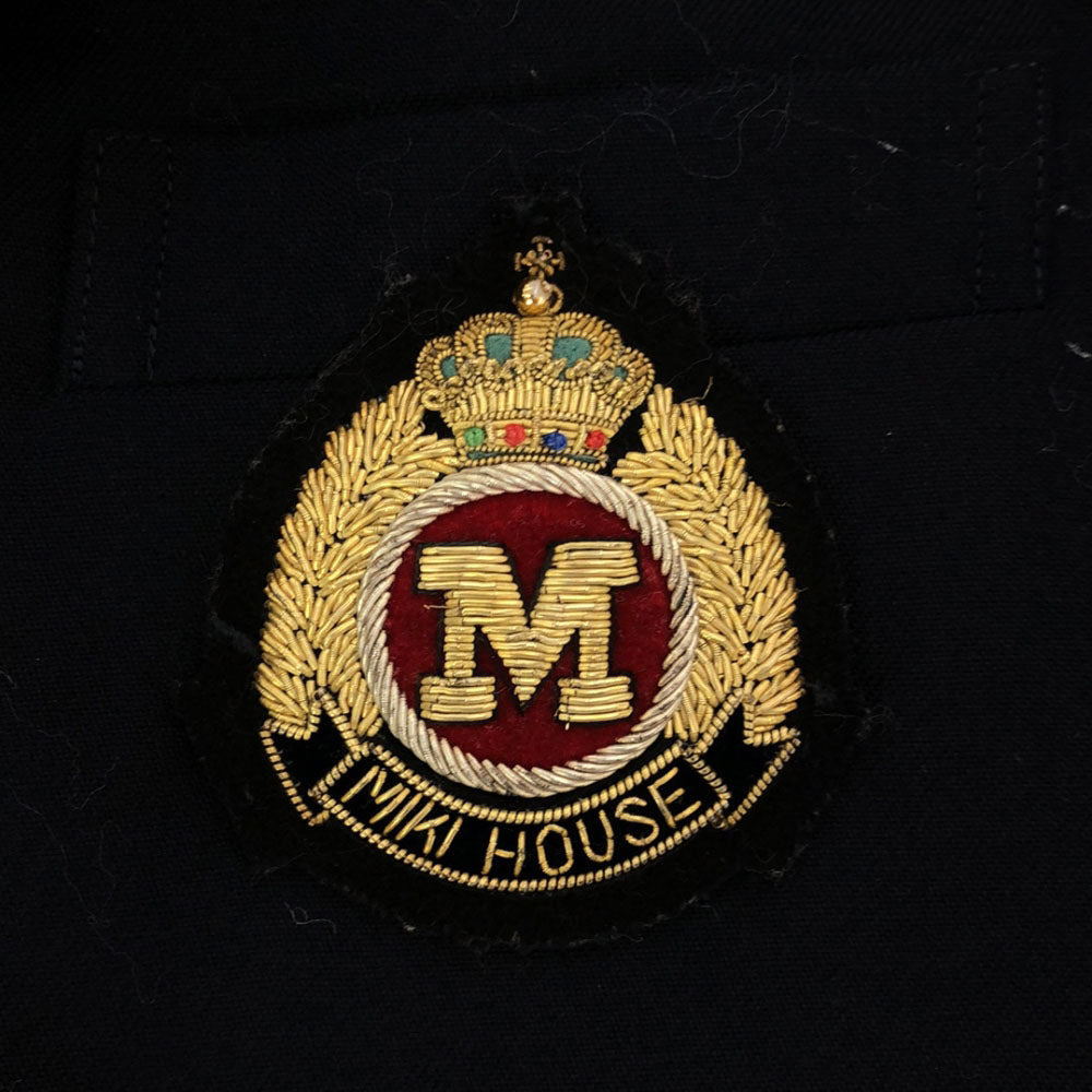 mikihouse ミキハウス 日本製 ワッペン ダブル テーラードジャケット 130 ネイビー ブレザー キッズ