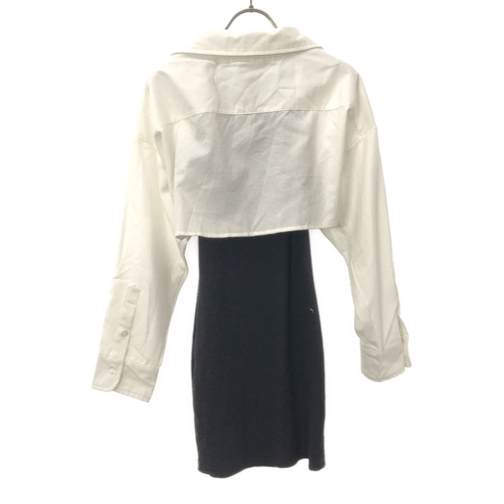 Alexander Wang アレキサンダーワン 未使用 長袖 シャツドッキング ミニワンピース S ホワイト×ブラック タグ付き レディース