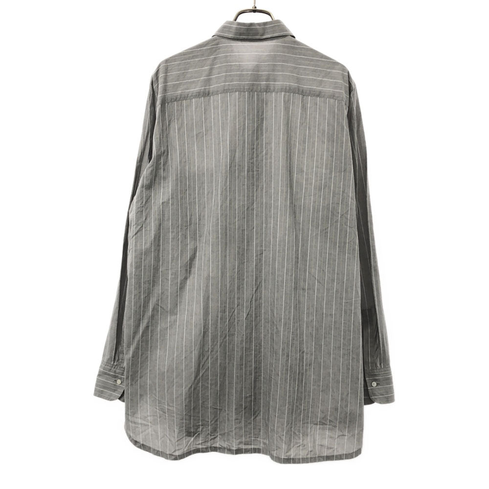 β ベータ 日本製 ストライプ 刺繍 長袖 コットンシャツ 9 グレー レディース
