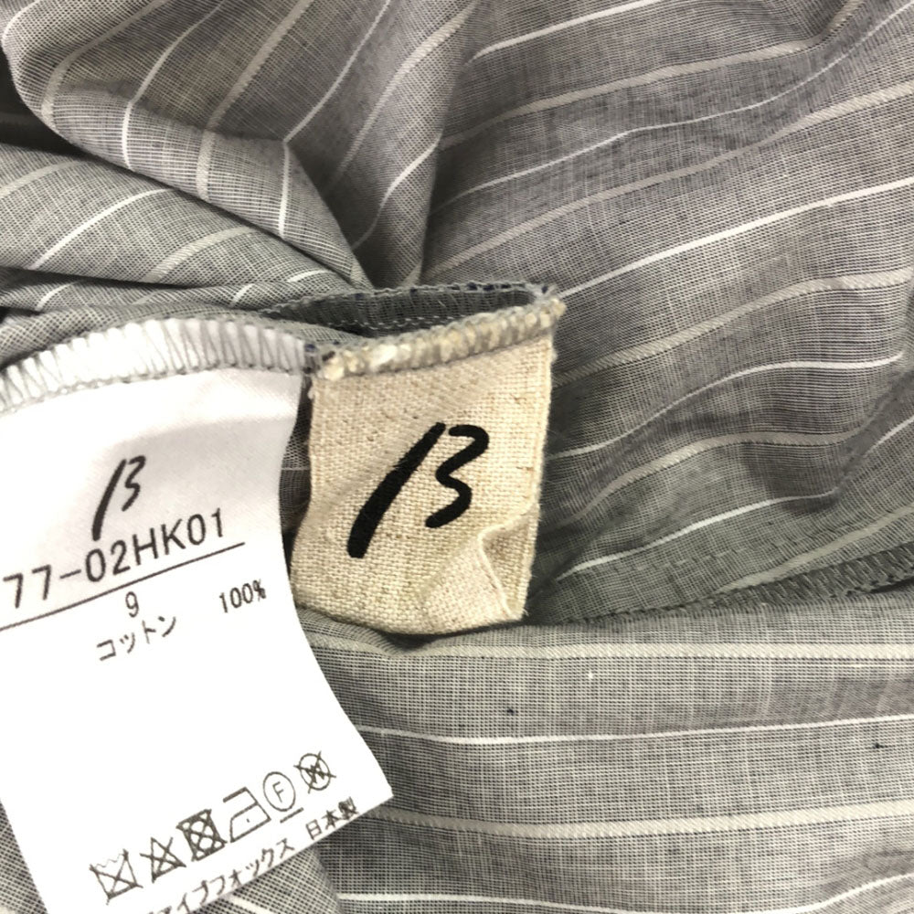β ベータ 日本製 ストライプ 刺繍 長袖 コットンシャツ 9 グレー レディース