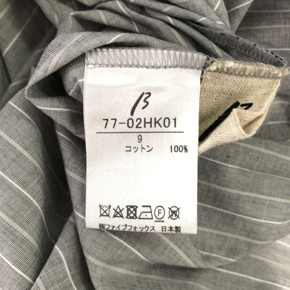 β ベータ 日本製 ストライプ 刺繍 長袖 コットンシャツ 9 グレー レディース