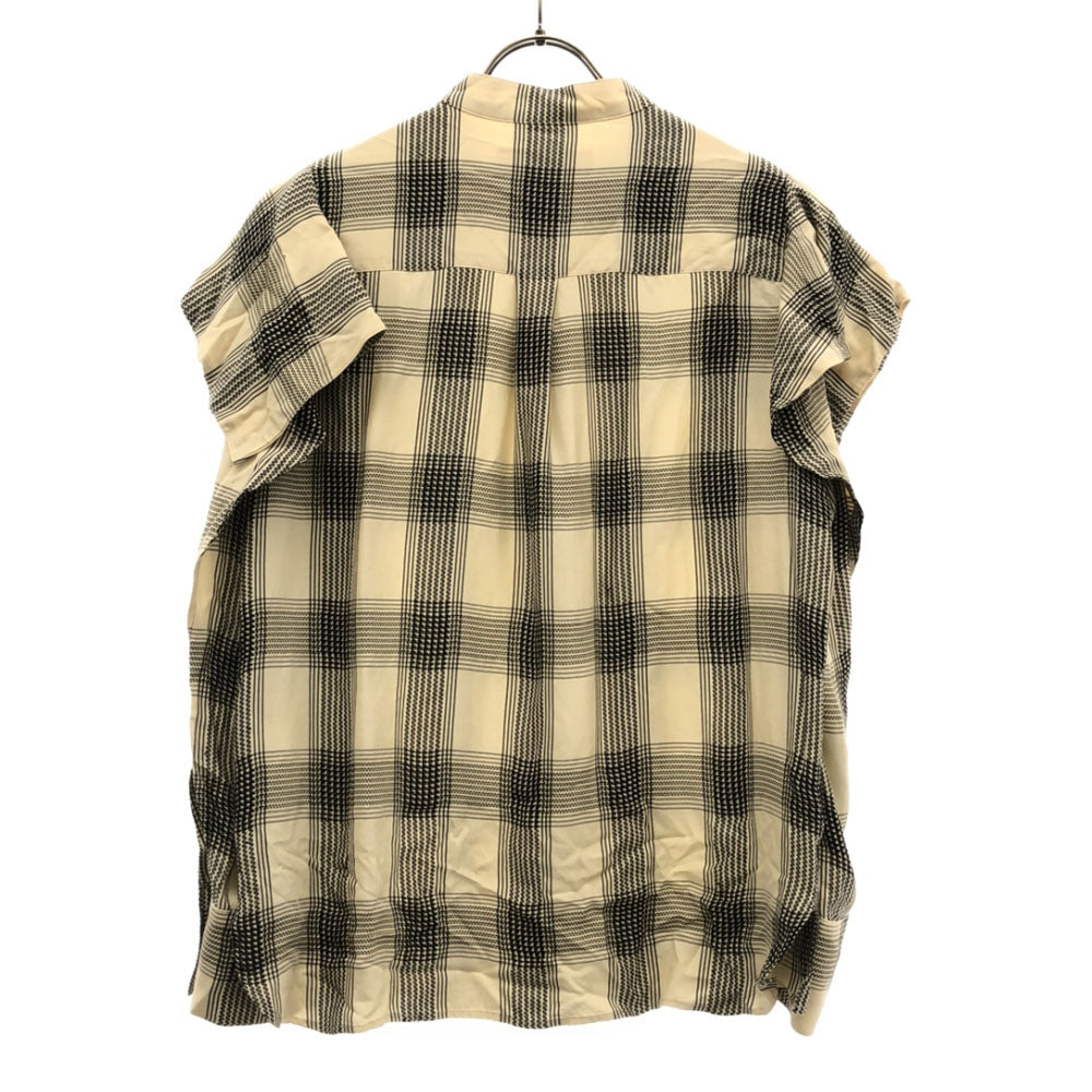 AKIRANAKA アキラナカ チェック 長袖 バンドカラー ブラウス 2 ベージュ系 レディース