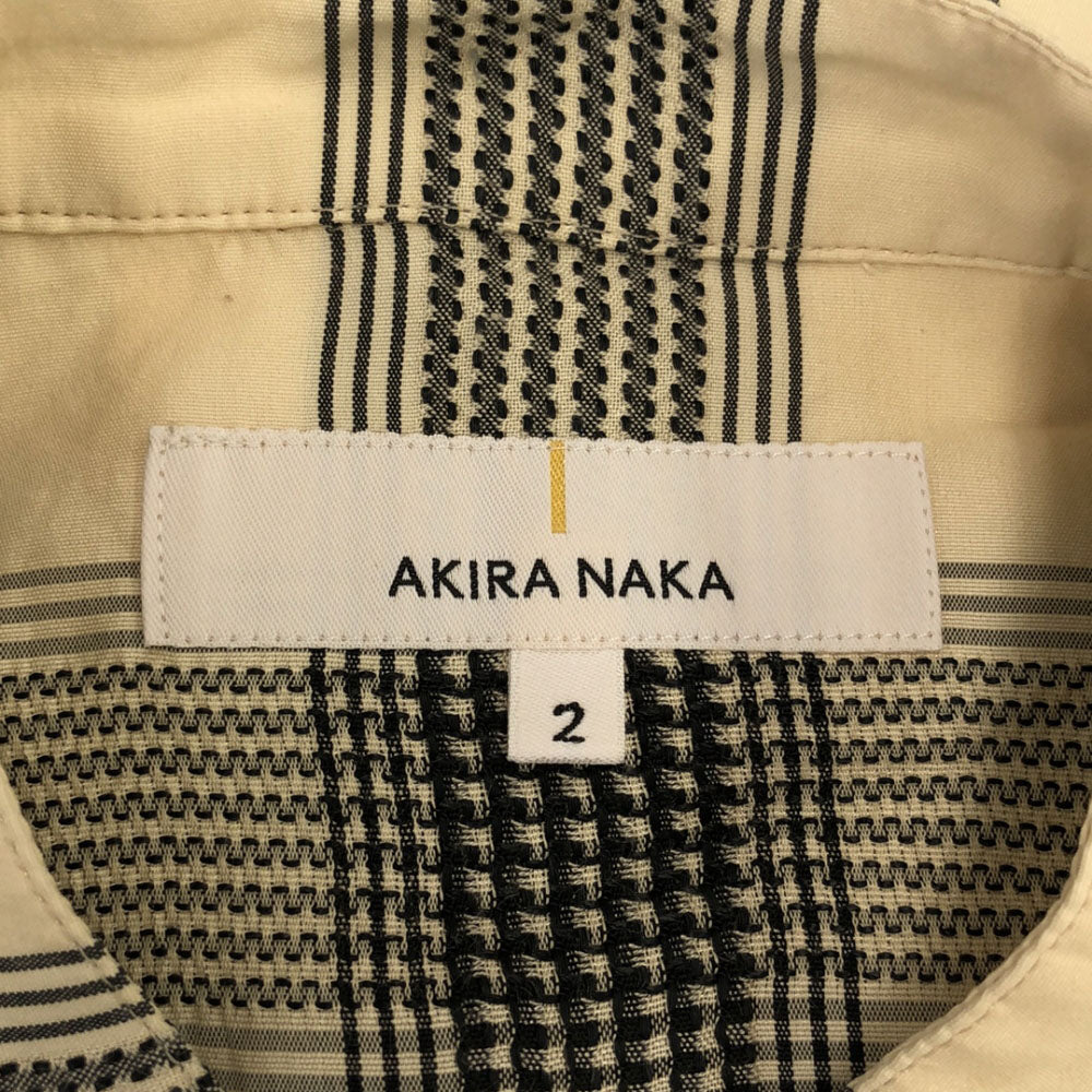 AKIRANAKA アキラナカ チェック 長袖 バンドカラー ブラウス 2 ベージュ系 レディース