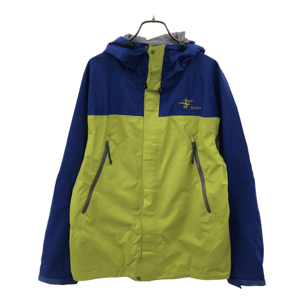 Foxfire フォックスファイヤー ロゴ刺繍 マウンテンパーカー M グリーン×ブルー 比翼仕立て ジャケット アウトドア レディース