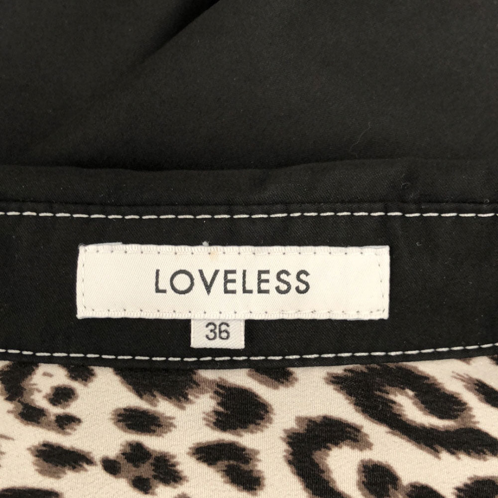 LOVELESS ラブレス ヒョウ柄 長袖 ロング シャツワンピース 36 ブラック レディース