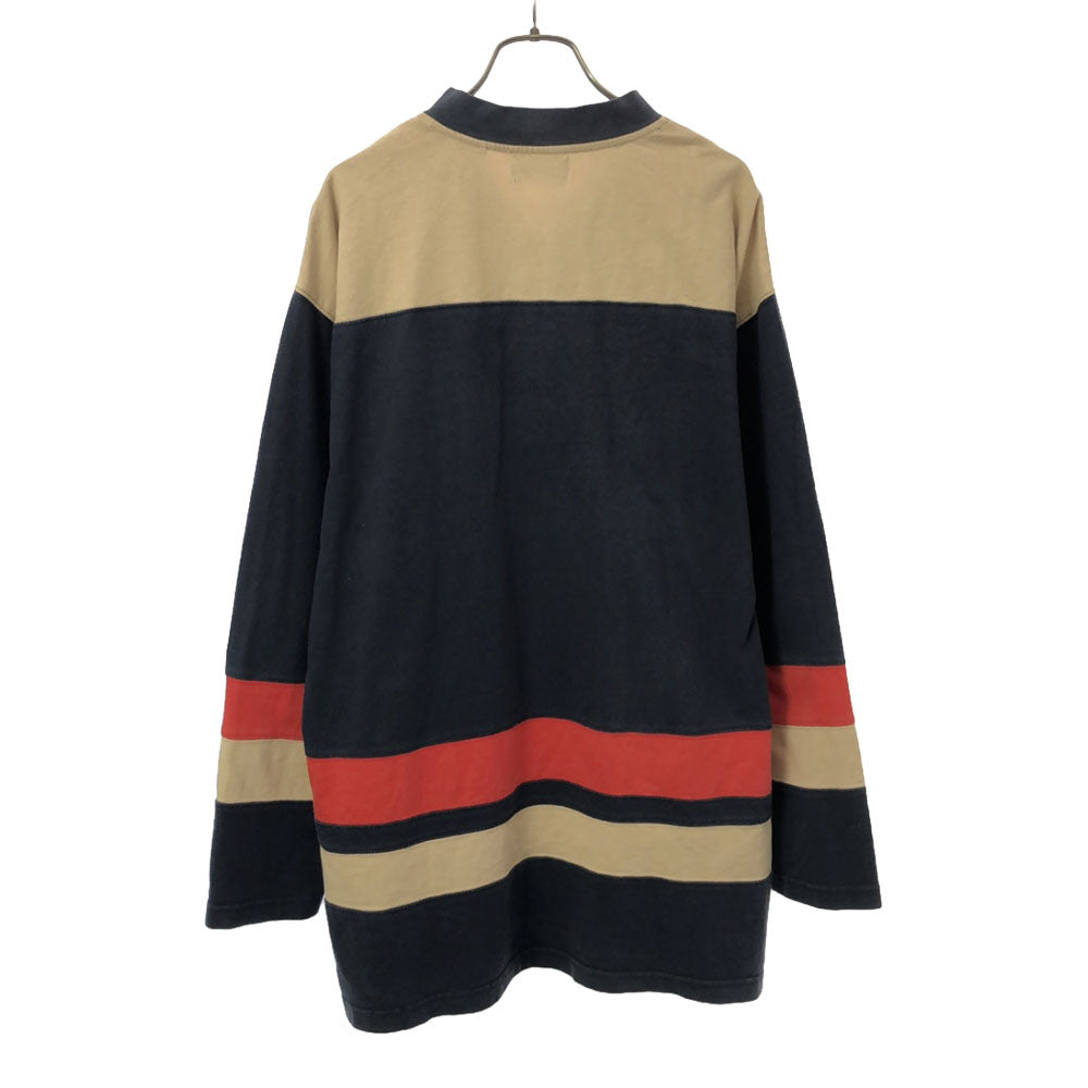 FILA フィラ 90s オールド 長袖 Vネック Tシャツ S ネイビー系 ロンT メンズ