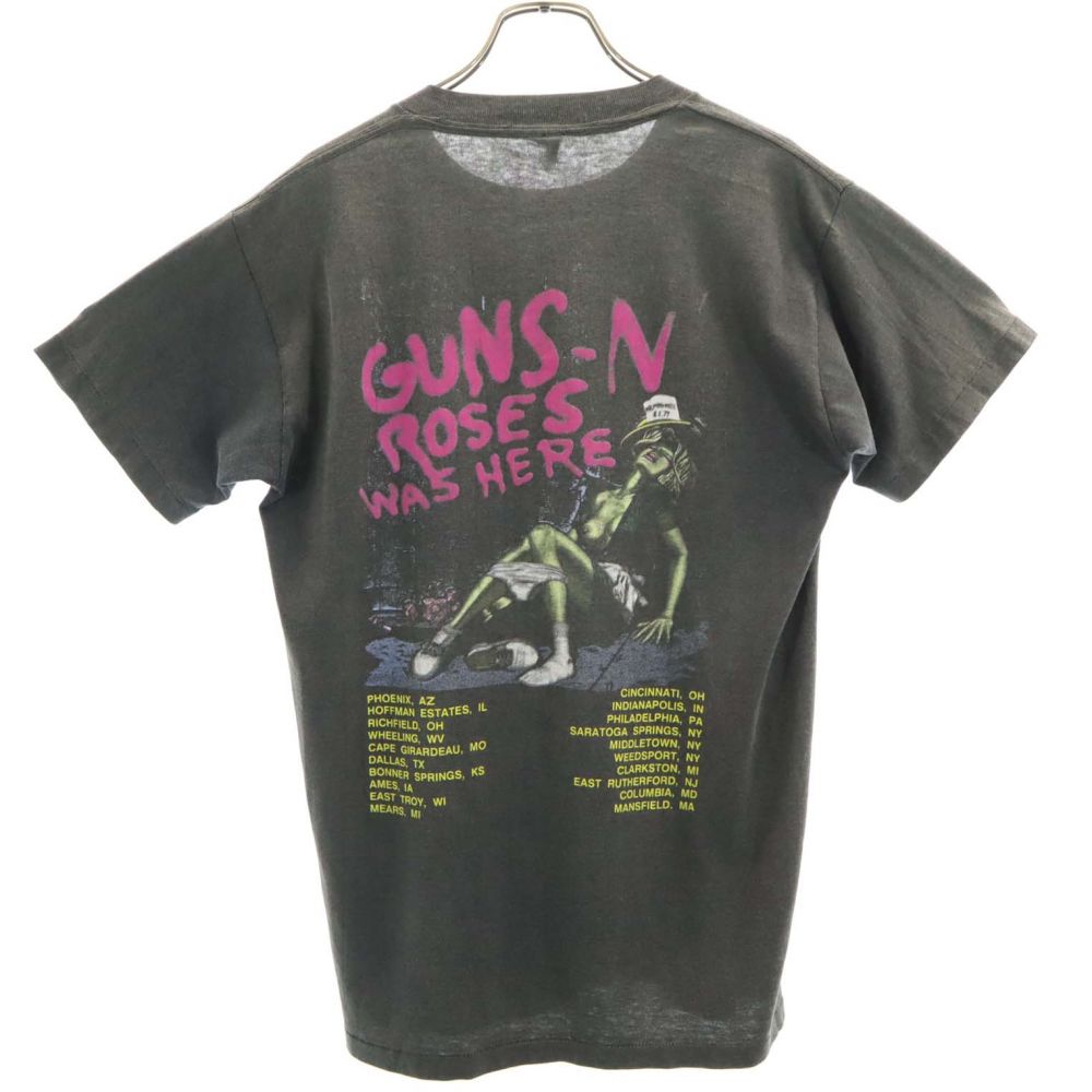 80s 発禁T ガンズアンドローゼズ 半袖 Tシャツ ブラック バンT メンズ