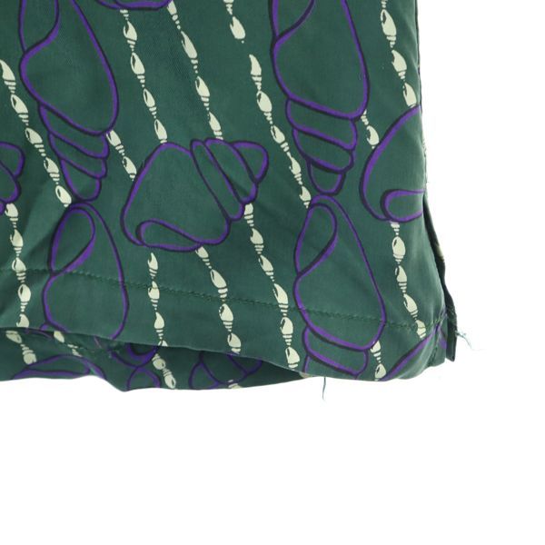 HONOLULU USA ホノルル シルク 総柄 シェル プリント 半袖 アロハシャツ S グリーン メンズ