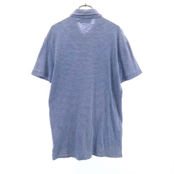 RRL ダブルアールエル 黒タグ 一ツ星 ボーダー 半袖 ポロシャツ S ブルー RALPHLAUREN ラルフ メンズ