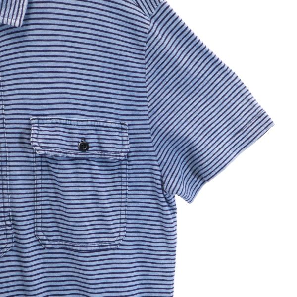 RRL ダブルアールエル 黒タグ 一ツ星 ボーダー 半袖 ポロシャツ S ブルー RALPHLAUREN ラルフ メンズ